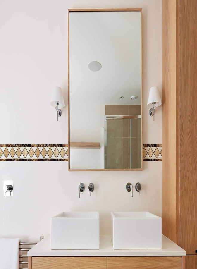 WallDesign ملصق حافة بلاط WallDesign - مربعات هندسية بنمط رخامي - للحمام، المطبخ، الباب، الأرضية - 3 بوصات × 10 أقدام - لفة فينيل لامعة مقاومة للماء - Image 2